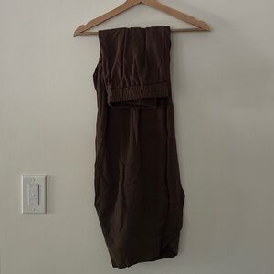 Brown Ribbed Wide Leg Pants
